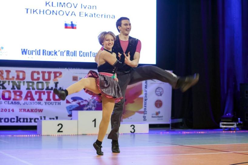 Yekaterina with dance partner Ivan Klimov in a dance competition